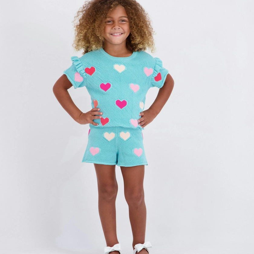 Girls Heart Crochet Set | Aqua Hearts