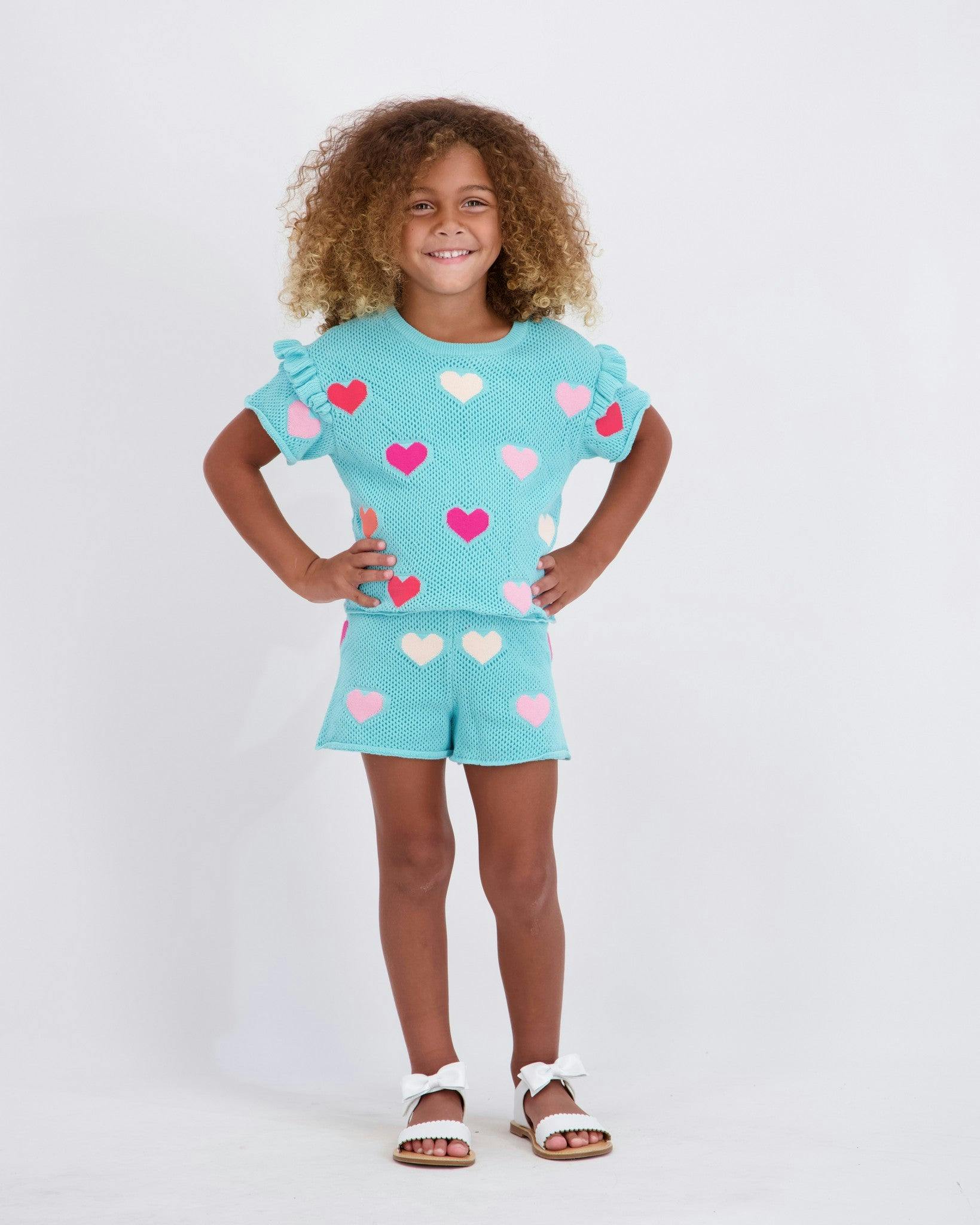 Girls Heart Crochet Set | Aqua Hearts
