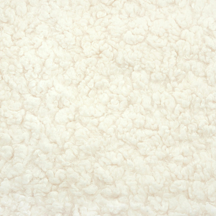 Kiwi Gliding Ottoman in Cream Shearling with Light Wood Base