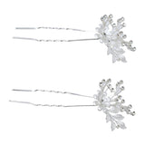 Crystal Flower Rhinestone Accented Hair Clips