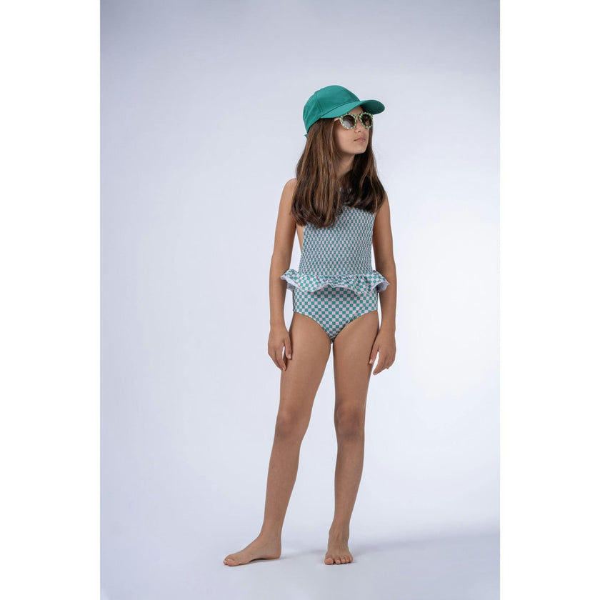 Squares Elastic Dotted Straps Swimsuit, Multi