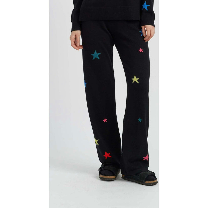 Wool Cashmere Star Wide-Leg Track Pants