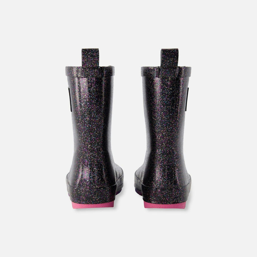 Rain Boots In Natural Rubber Black Glitter