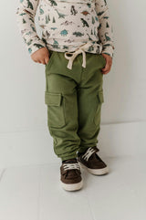 Boys Cargo Pants in Deep Olive