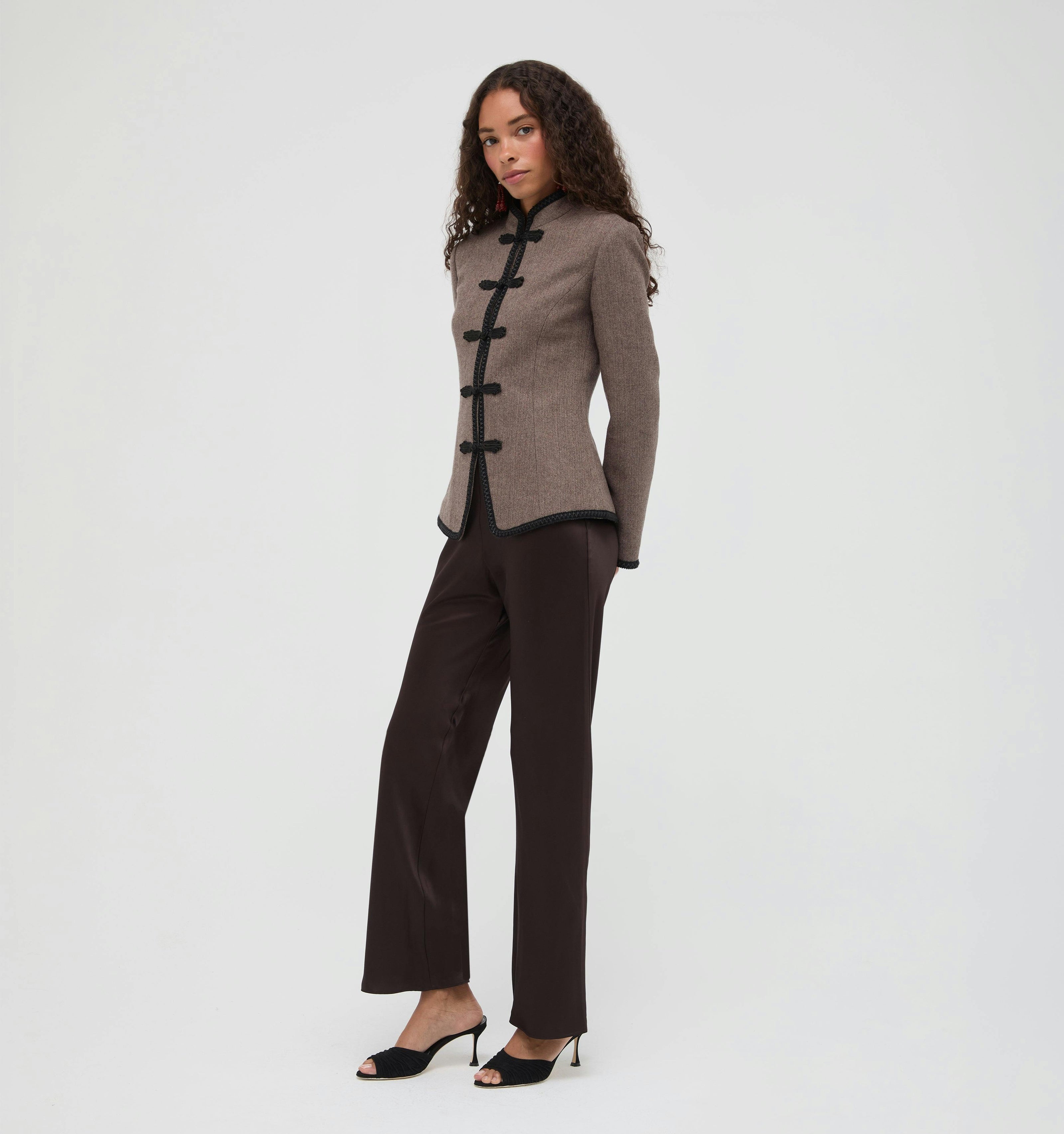 The Valerie Jacket -  Chocolate Herringbone