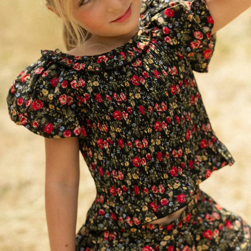 Mini Annalise Top in Obsidian Vintage Poppies