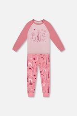 Organic Cotton Two-Piece Pajamas Pink Forest