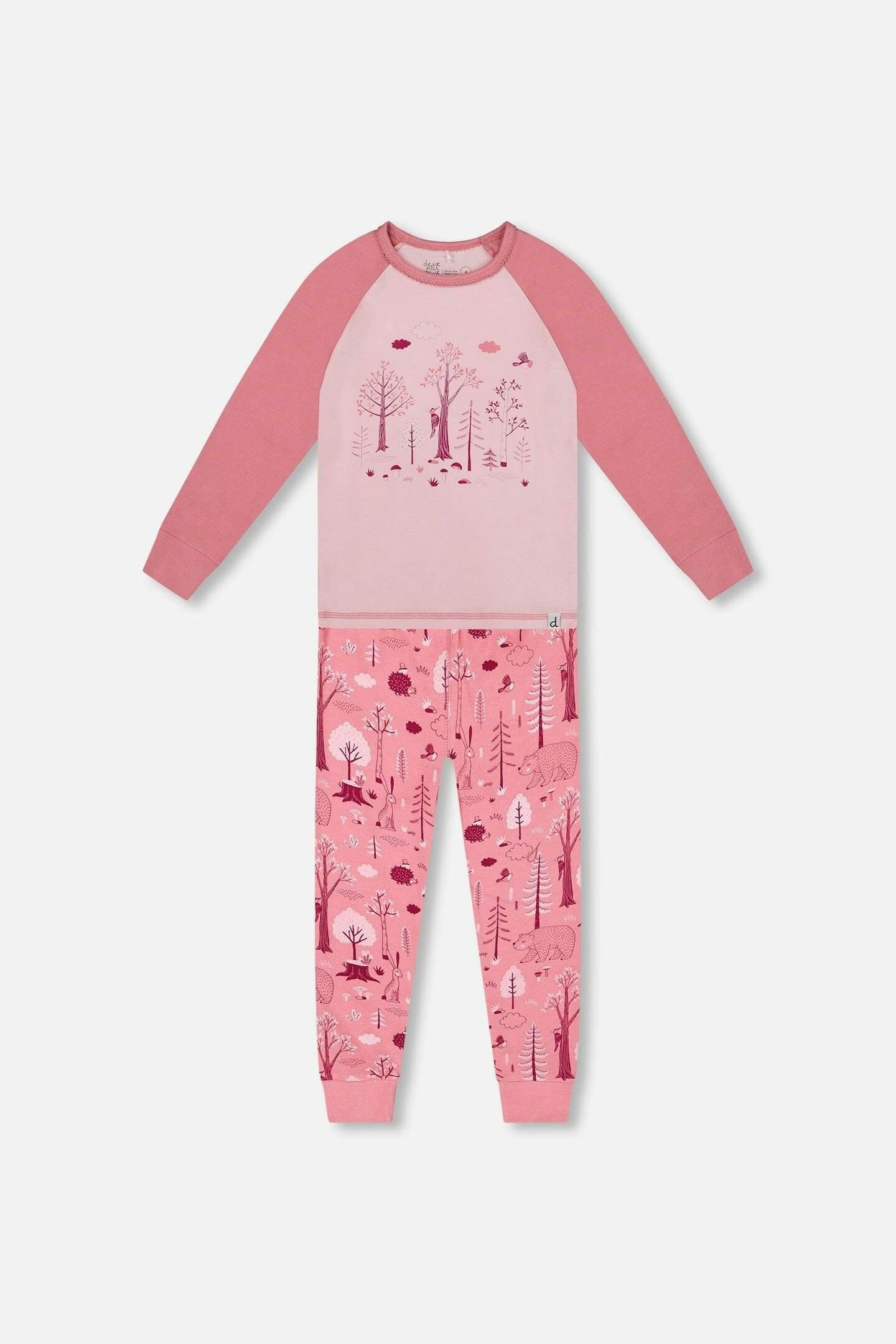 Organic Cotton Two-Piece Pajamas Pink Forest