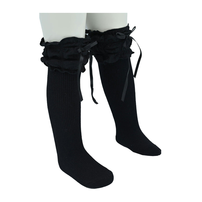 Ruffled Ribbon Long Socks