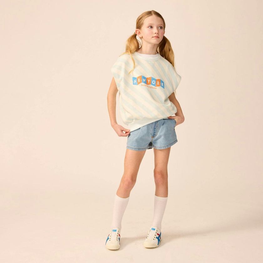 Organic Brooklyn Tank in Sky Blue Stripe