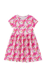 Mid Weight French Terry Twirl Dress, Dancing Unicorn
