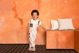 Kids Print Terry Short Ribbed Sleeve Zip-Up Flightsuit