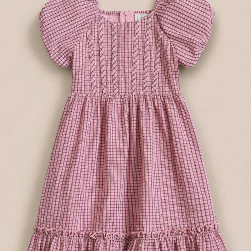 Mini Monica Dress in Pink & Brown Gingham