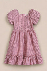 Mini Monica Dress in Pink & Brown Gingham