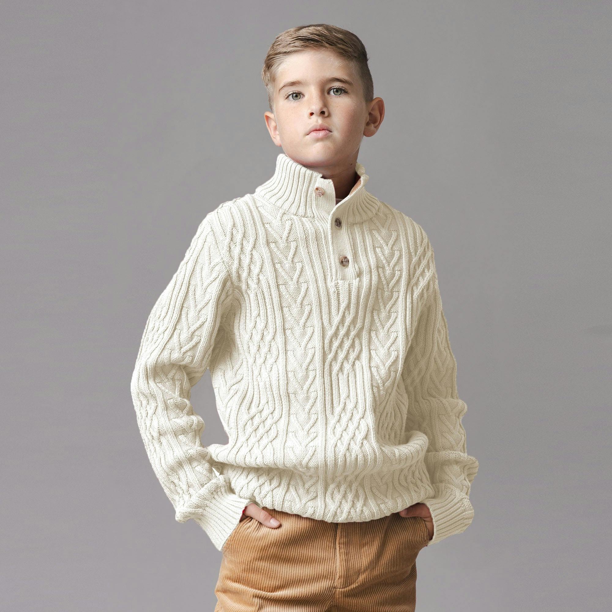Organic Mock Neck Cable Sweater