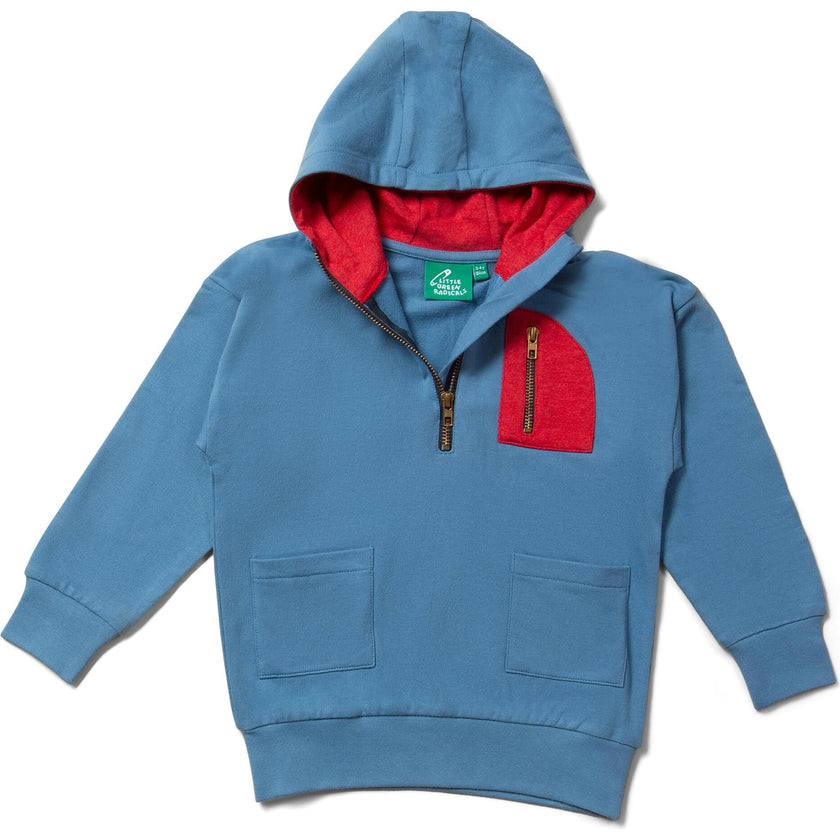 Horizon Blue Organic Quarter Zip Hoodie, Blue