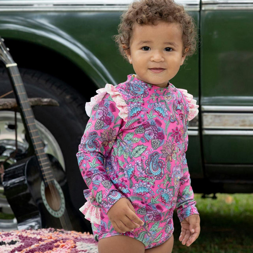 Baby Girl Swim Set – Long Sleeve & Frill Bottoms (Liberty)
