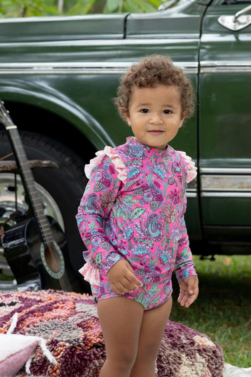 Baby Girl Swim Set – Long Sleeve & Frill Bottoms (Liberty)