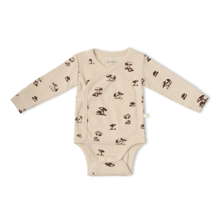 Organic Kimono Onesie & Pants Set - Mushroom