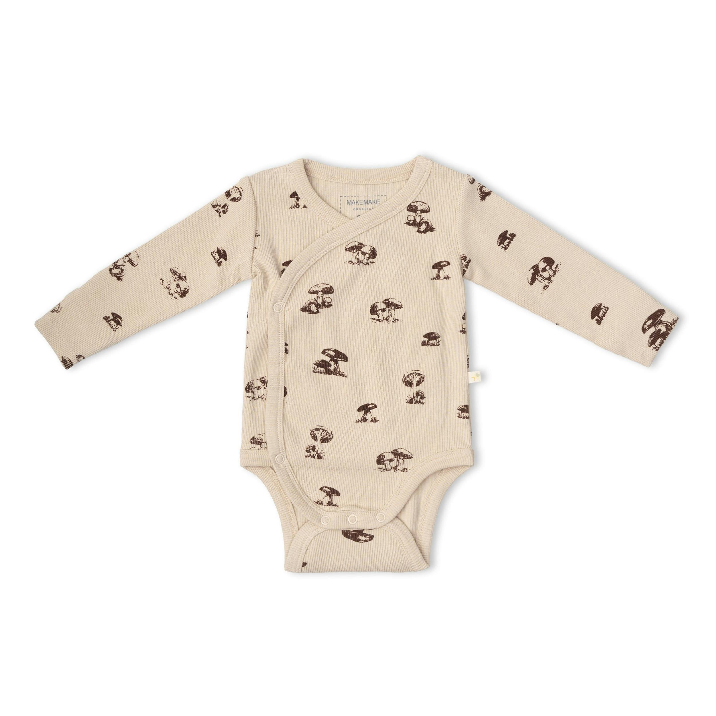 Organic Kimono Onesie & Pants Set - Mushroom
