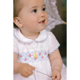 Cassis Blue Short Sleeve Smocked Romper