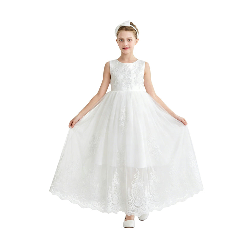White Avalora Lace Tulle Dress