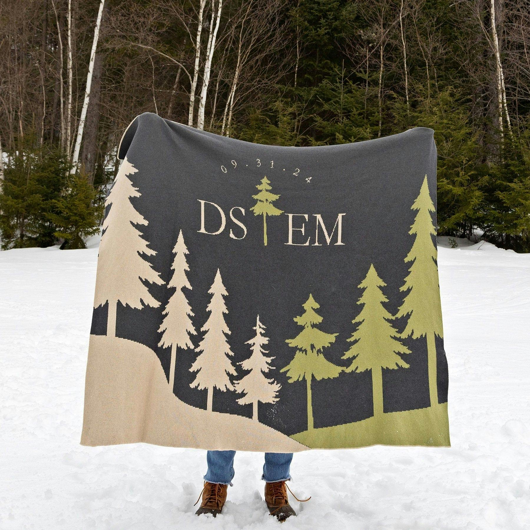 Custom Personalized Sustainable Knit Throw Blanket Winter Holiday Gift | Wedding - Pine