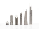 Chess Set Stainless Steel CHICAGO with Marble Hatch Board
