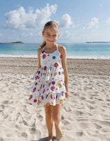 Happy Rainbow Smiley Sleeveless Ruffled Tire Dress