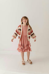 Girls Chunky Knit Cardigan in Multicolor