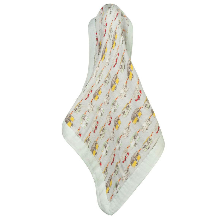 Vintage Trailers Mini Lovey Two-Layer Muslin Security Blanket