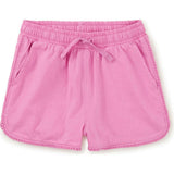 Pom-Pom Rounded Edge Drawstring Gym Shorts, Pink