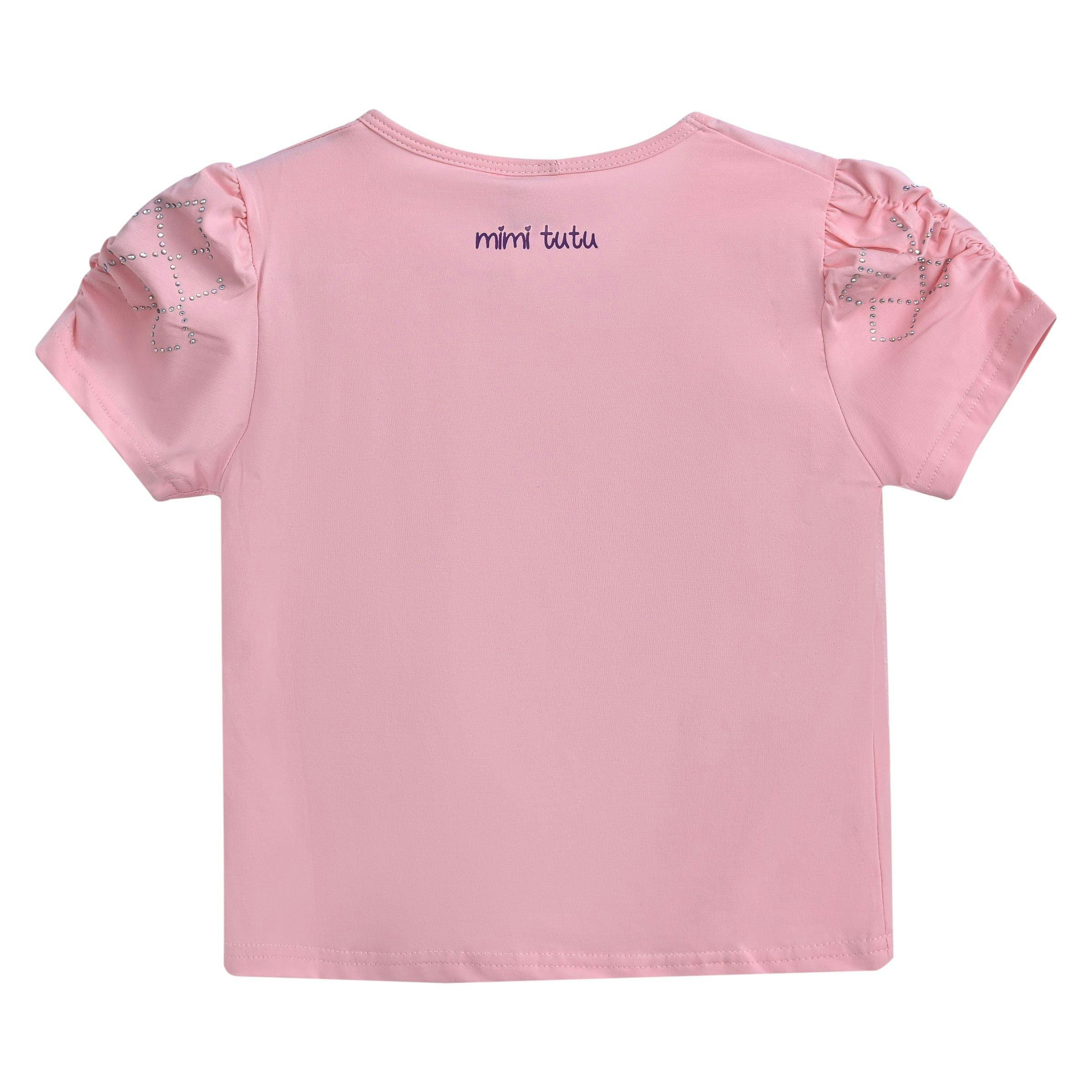 Pink Flowers Applique T-Shirt