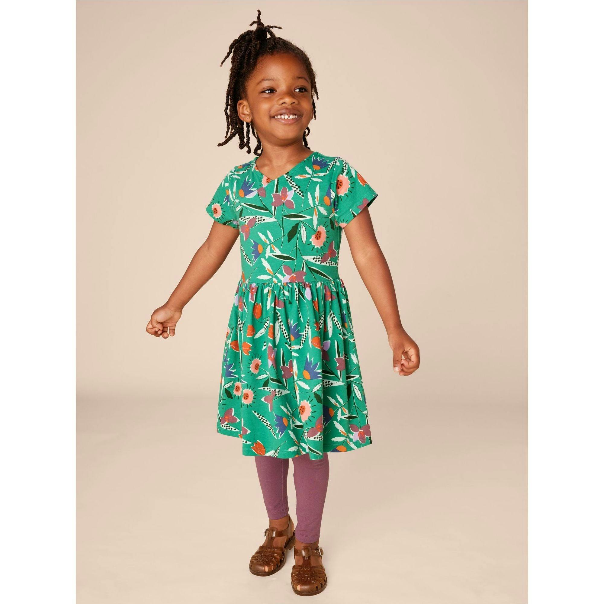 Short Sleeve Wrap Neck Dress, Green