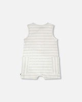 Cotton Striped Romper White And Grey Stripes