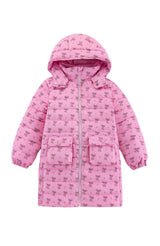 Logan Heavy Weight Down Puffer Coat, Candy Pink Bow