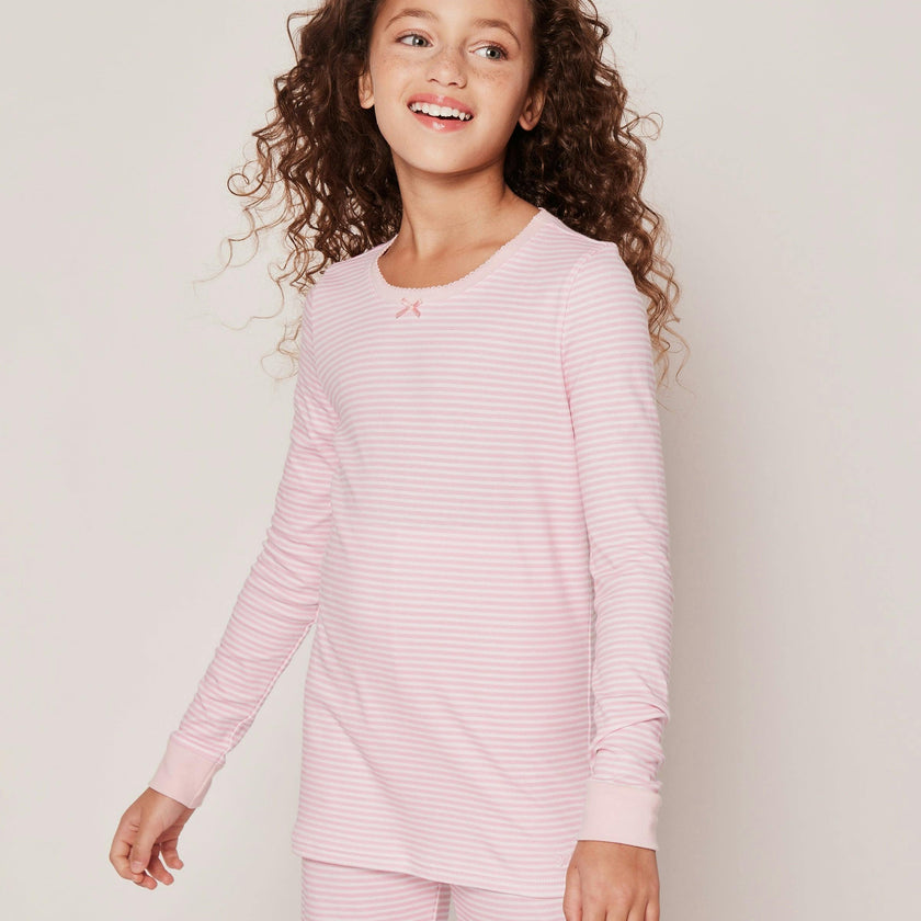 Kid's Pima Snug Fit Pajama Set in Pink Stripes