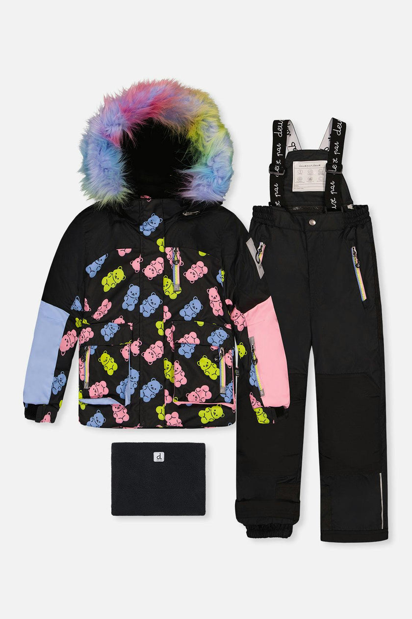 Two Piece Play Snowsuit Black Gummy Bear Print