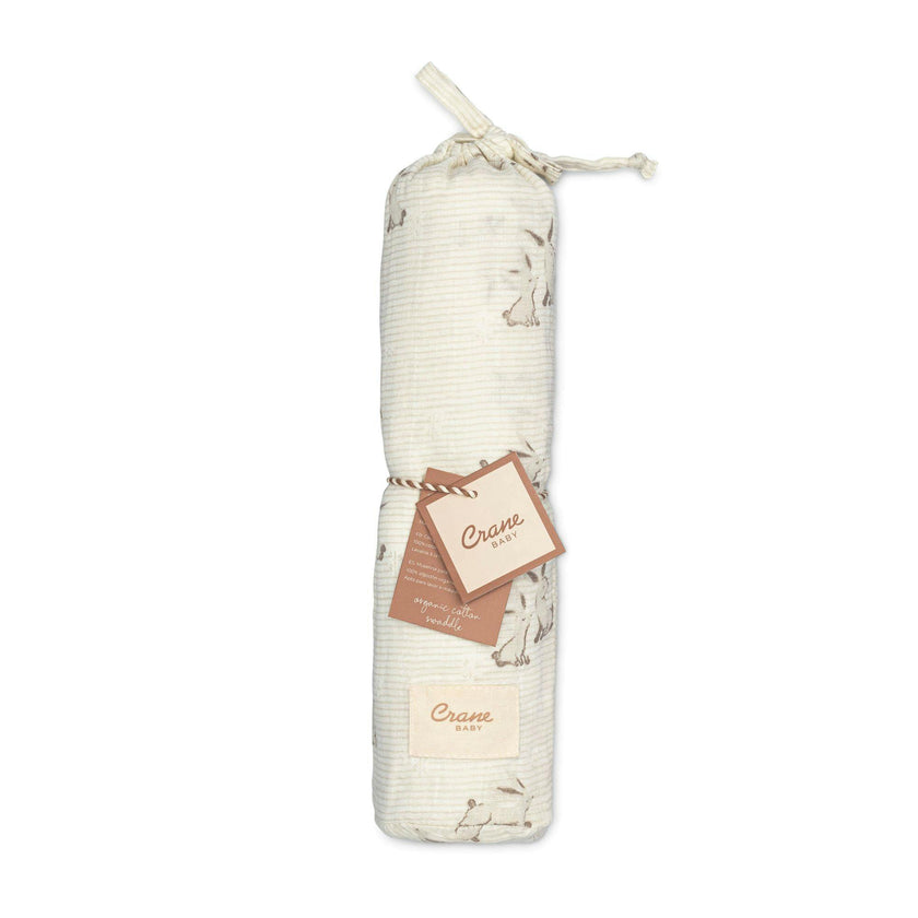 Avery Organic Cotton Muslin Swaddle Blanket (Bunny)