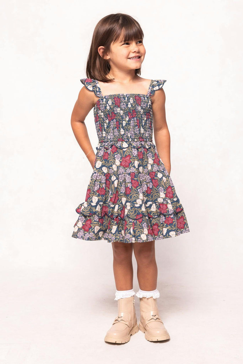 Mini Blossom Dress in Navy Meadow