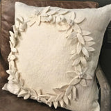 Hand Felted Wool Christmas Pillow, Cream Wreath‚ 20" Arcadia Home