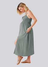 Sleeveless Lyocell Maternity Nursing Midi Dress