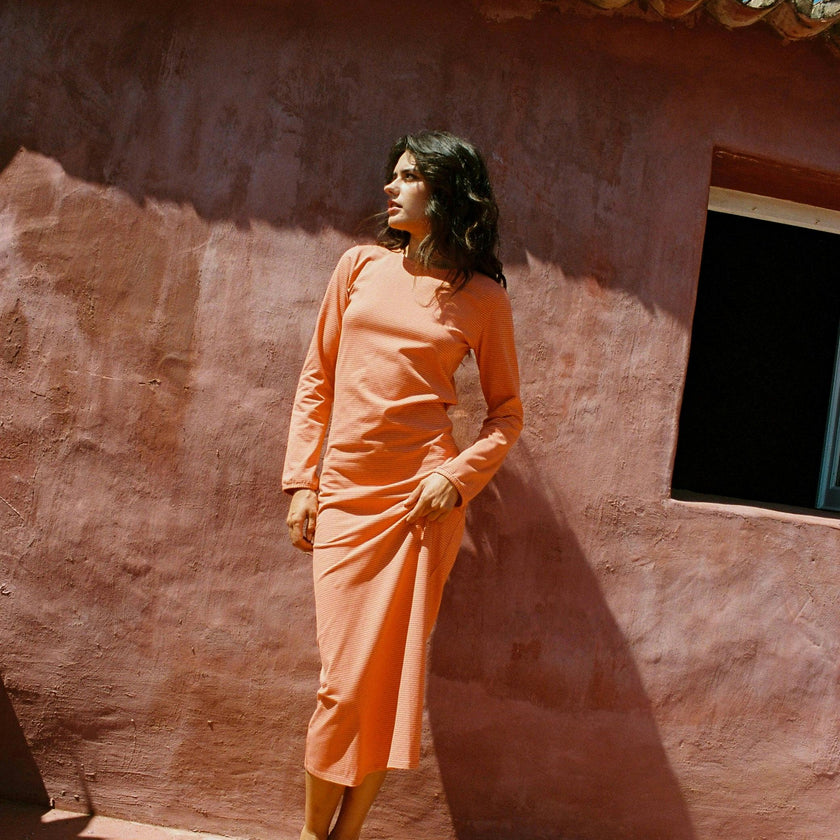 women's midi dress - orange sun