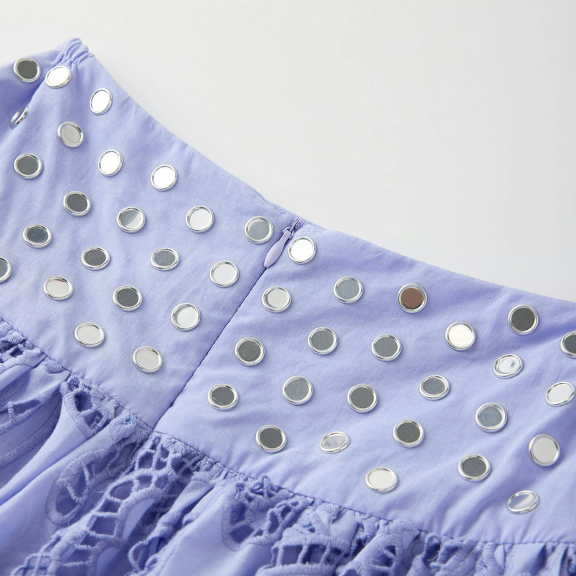 Luciana Embroidered Bubble Mini Skirt