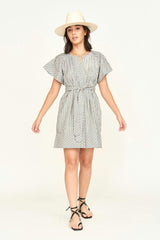 Vienna Pintuck Dress in Dune Stripe