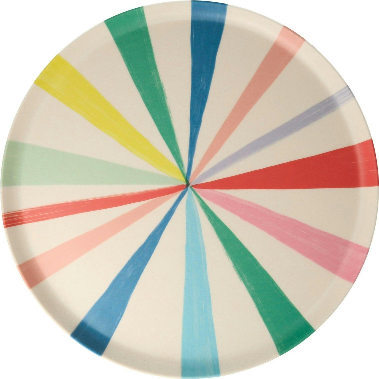 Large Bright Stripe Reusable Bamboo Plates