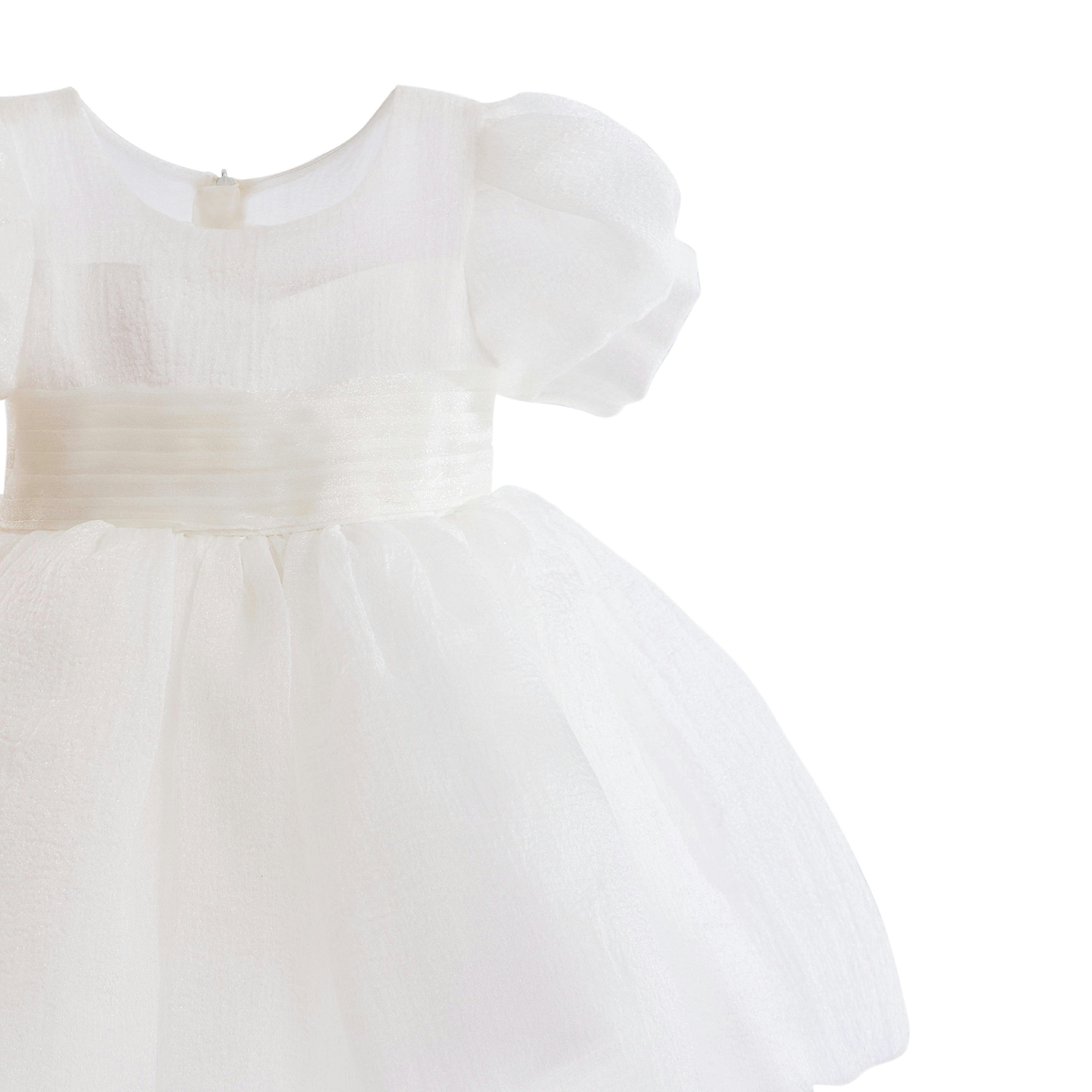 Ivory Brixton Puff-Sleeve Party Dress