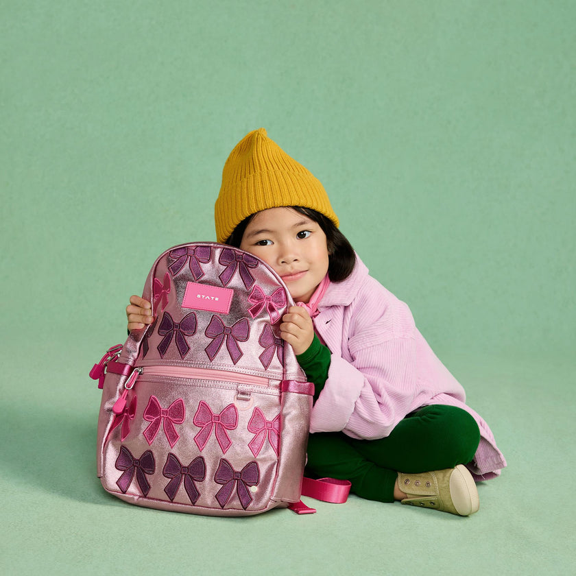 Kane Mini Backpack, Metallic Patchwork Bows