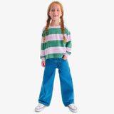 Kids long sleeve easy tee in rugby stripe