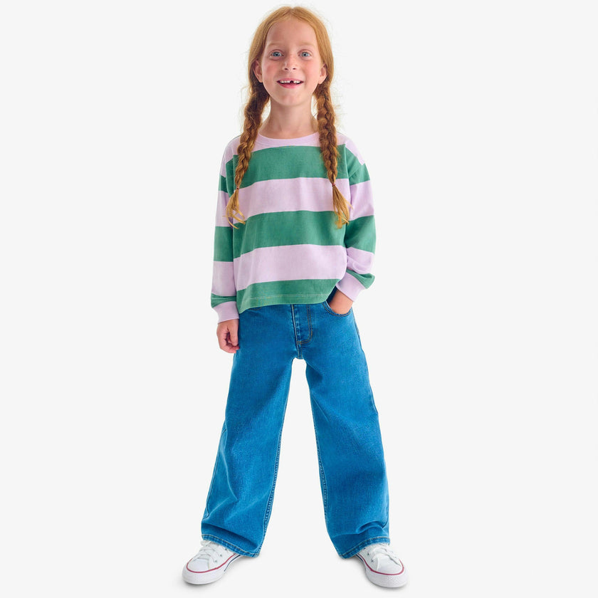 Kids long sleeve easy tee in rugby stripe